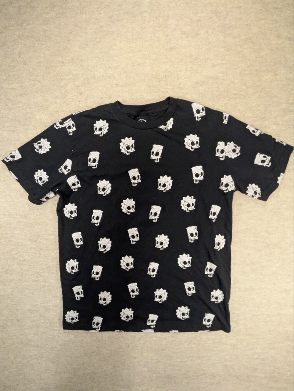 Simpson's Skull Bart & Lisa Halloween Spooky Season Black T Shirt Unisex Medium